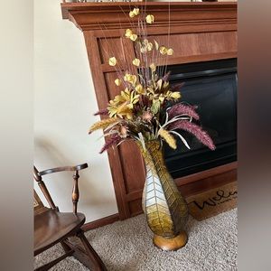 Large metal floor vase